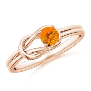 4mm AA Solitaire Fire Opal Infinity Knot Ring in 9K Rose Gold