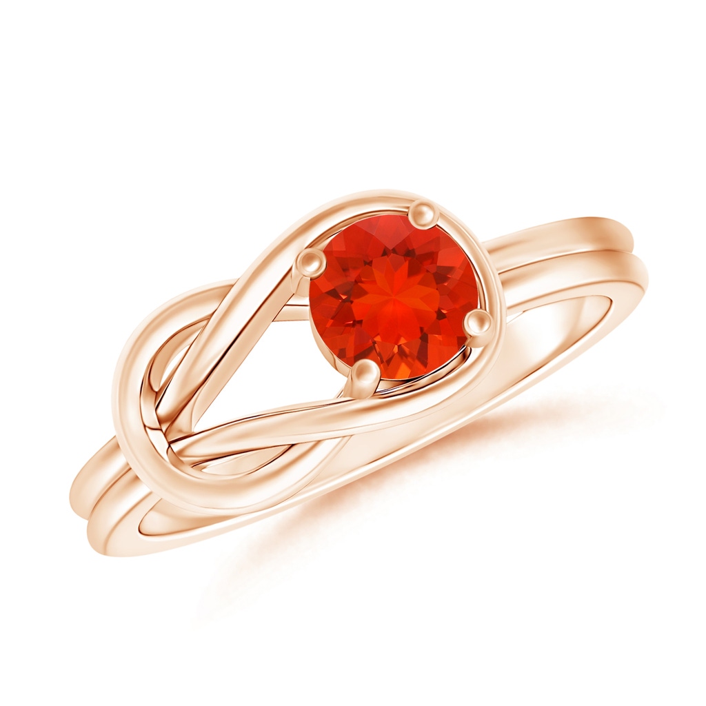 4mm AAAA Solitaire Fire Opal Infinity Knot Ring in Rose Gold