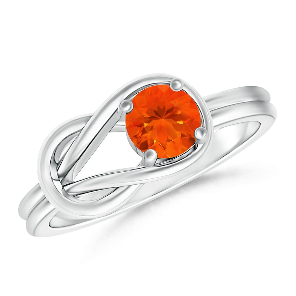 5mm AAA Solitaire Fire Opal Infinity Knot Ring in White Gold