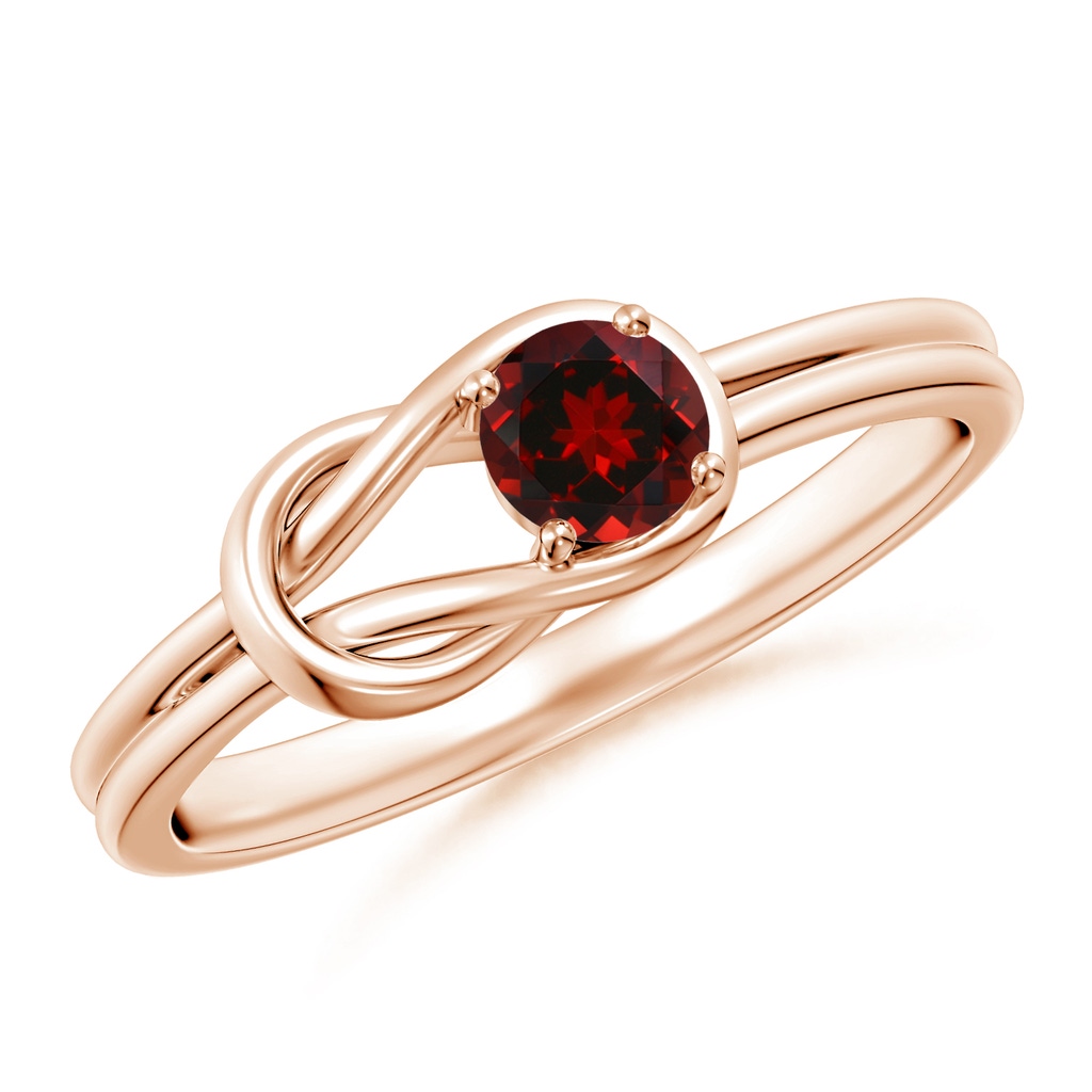 4mm AAAA Solitaire Garnet Infinity Knot Ring in Rose Gold