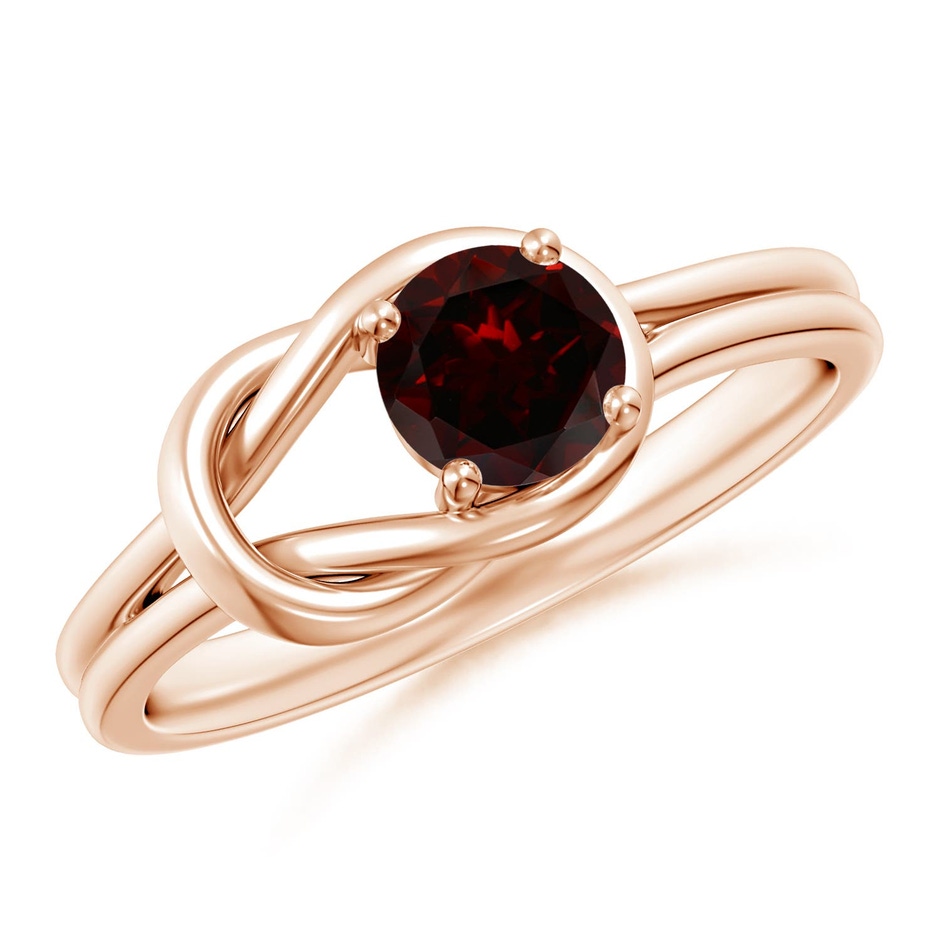 5mm A Solitaire Garnet Infinity Knot Ring in Rose Gold 