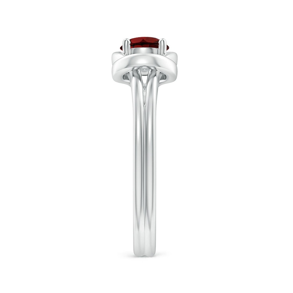 5mm AAA Solitaire Garnet Infinity Knot Ring in White Gold side 299