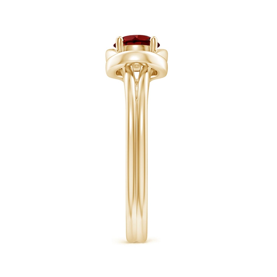 5mm AAAA Solitaire Garnet Infinity Knot Ring in 18K Yellow Gold side 299