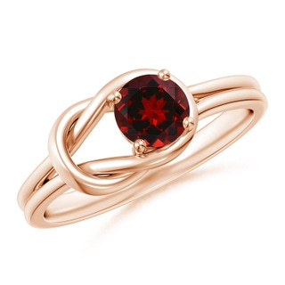 5mm AAAA Solitaire Garnet Infinity Knot Ring in Rose Gold