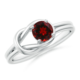 5mm AAAA Solitaire Garnet Infinity Knot Ring in White Gold