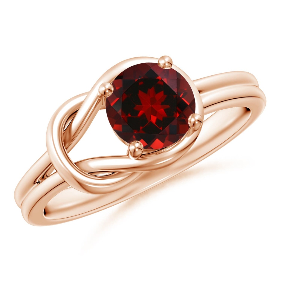 6mm AAAA Solitaire Garnet Infinity Knot Ring in 18K Rose Gold 