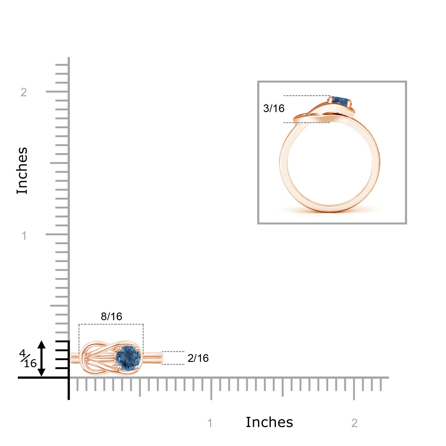 A - London Blue Topaz / 0.32 CT / 14 KT Rose Gold