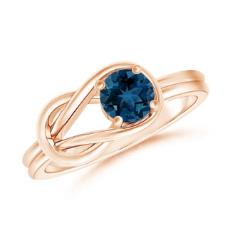 4mm AAA Solitaire London Blue Topaz Infinity Knot Ring in 9K Rose Gold