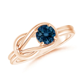 4mm AAAA Solitaire London Blue Topaz Infinity Knot Ring in Rose Gold