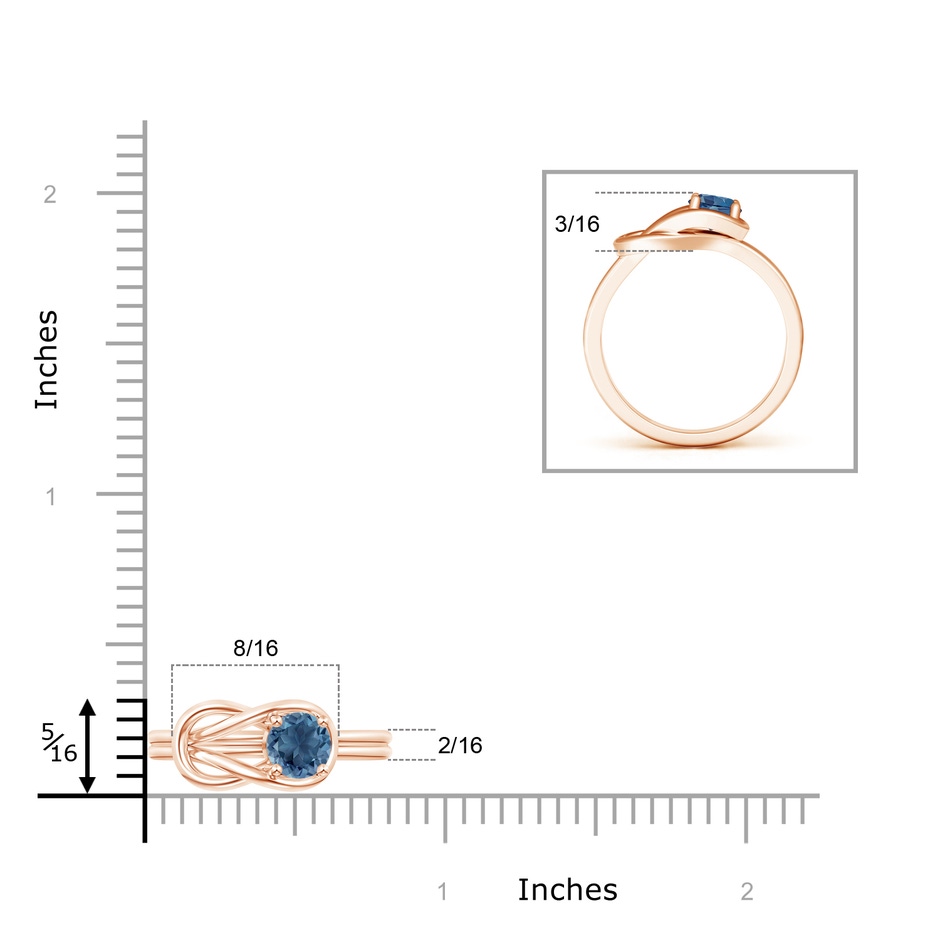 5mm A Solitaire London Blue Topaz Infinity Knot Ring in Rose Gold product image