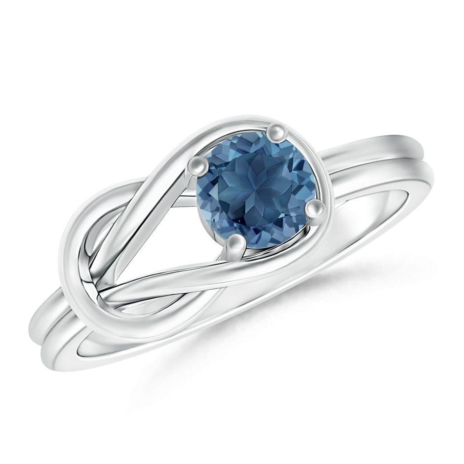 5mm A Solitaire London Blue Topaz Infinity Knot Ring in White Gold 