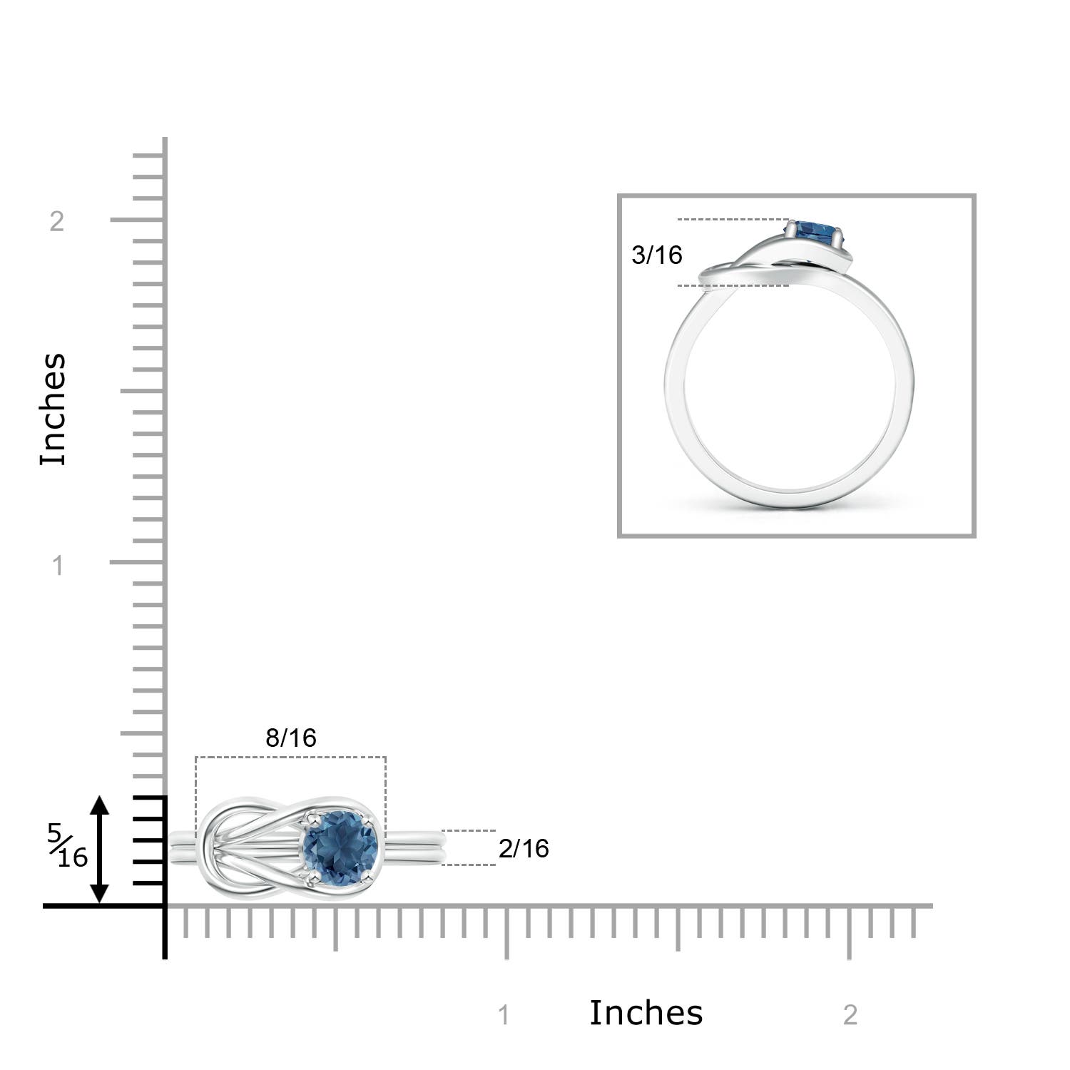 A - London Blue Topaz / 0.6 CT / 14 KT White Gold