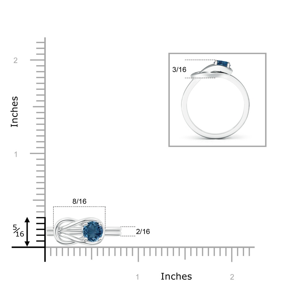 5mm AA Solitaire London Blue Topaz Infinity Knot Ring in White Gold product image