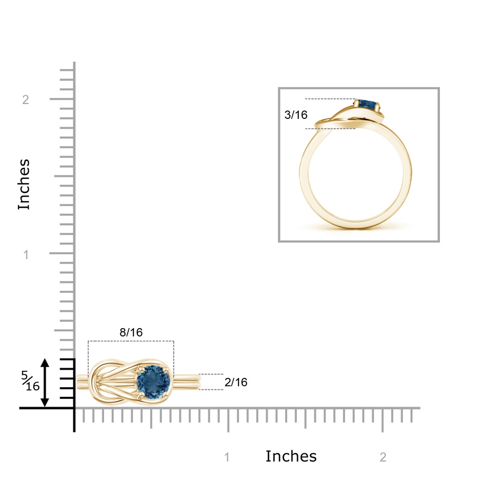 5mm AA Solitaire London Blue Topaz Infinity Knot Ring in Yellow Gold product image