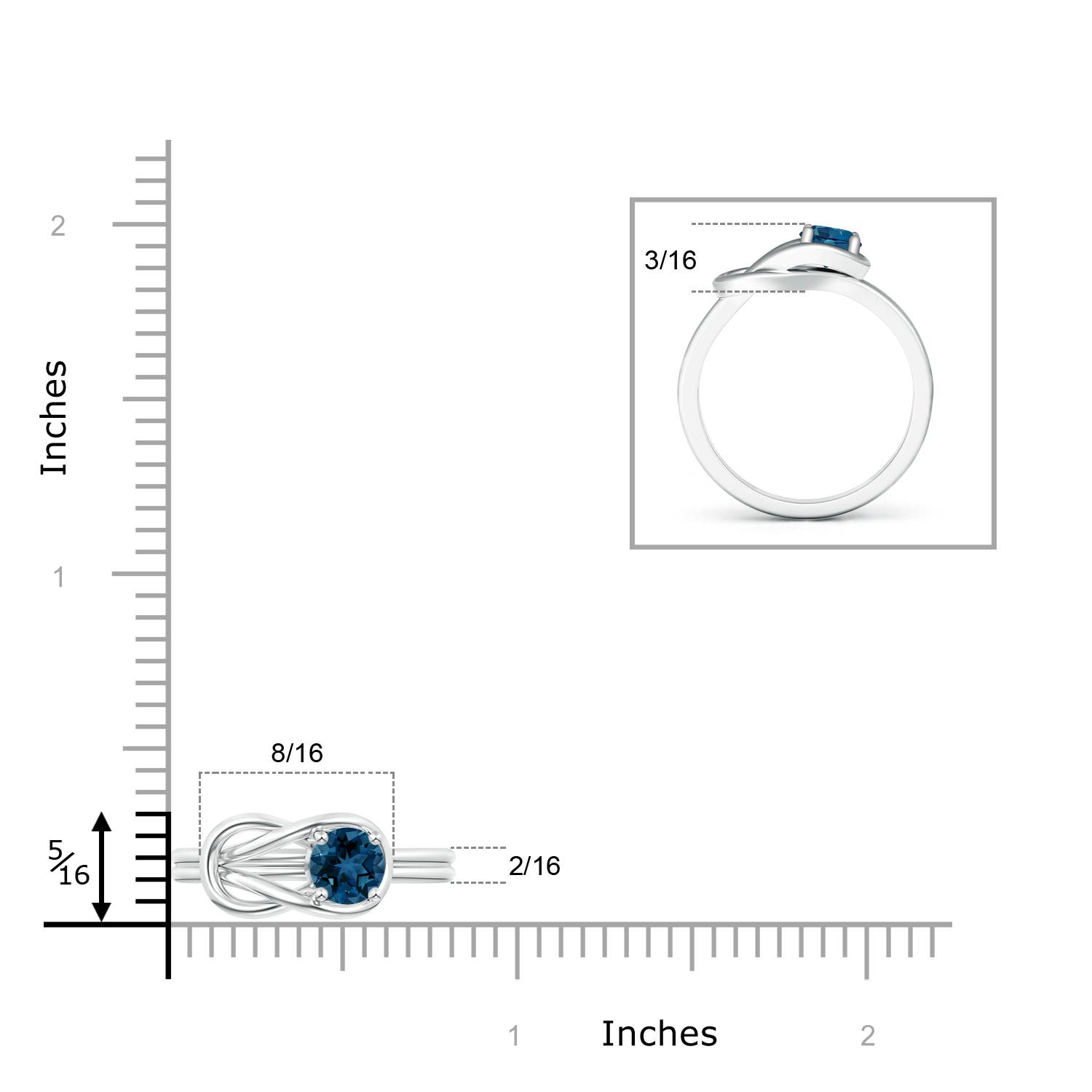 AAA - London Blue Topaz / 0.6 CT / 14 KT White Gold