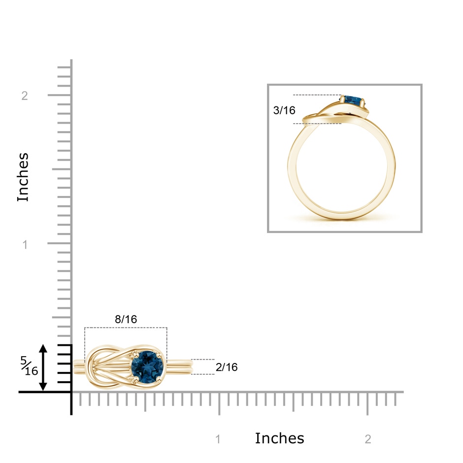 5mm AAA Solitaire London Blue Topaz Infinity Knot Ring in Yellow Gold product image