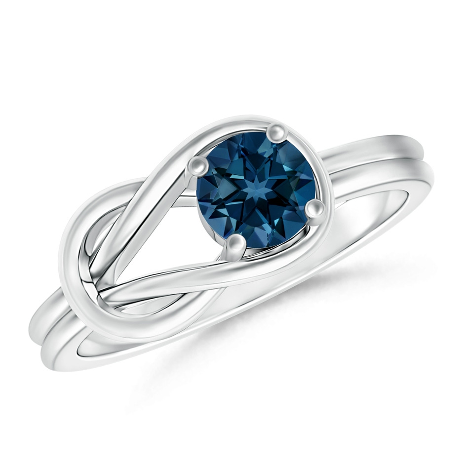 5mm AAAA Solitaire London Blue Topaz Infinity Knot Ring in P950 Platinum 