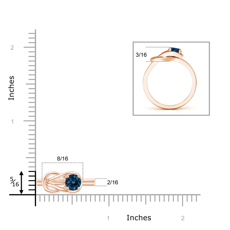 5mm AAAA Solitaire London Blue Topaz Infinity Knot Ring in Rose Gold product image
