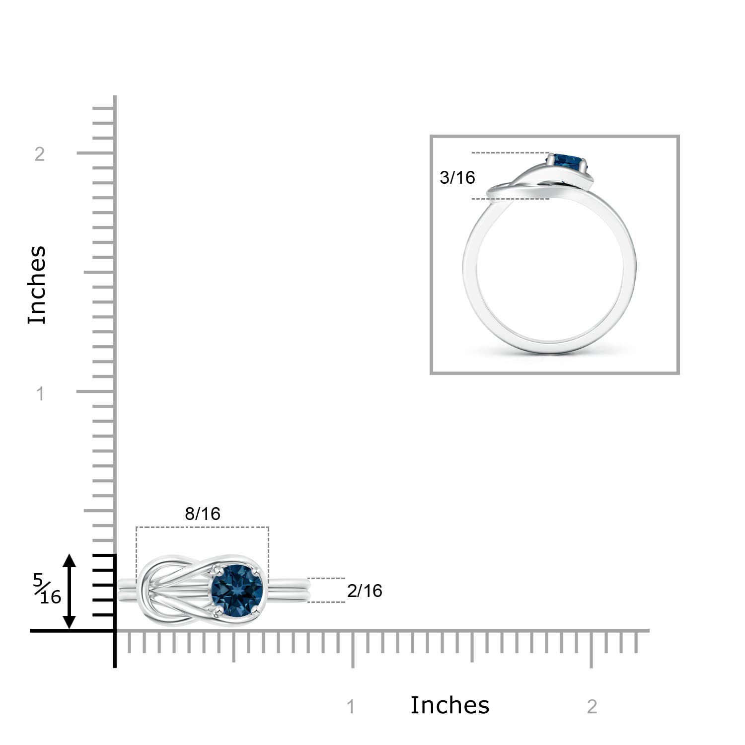 AAAA - London Blue Topaz / 0.6 CT / 14 KT White Gold