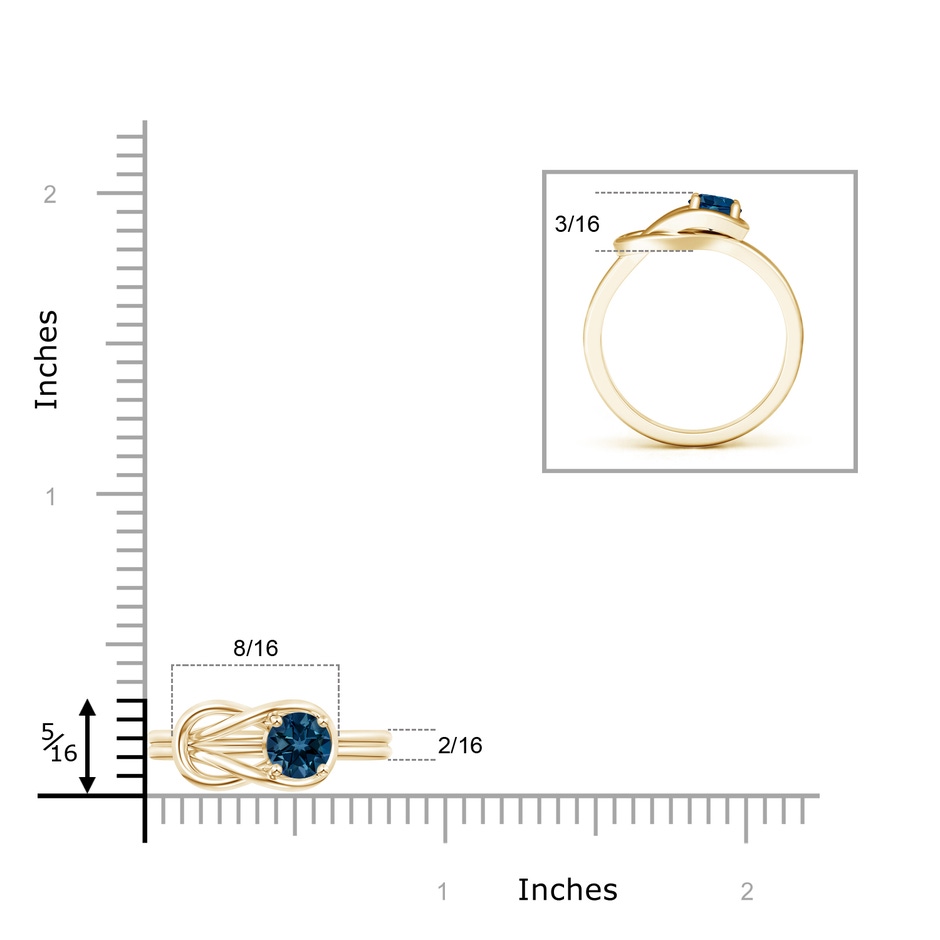 5mm AAAA Solitaire London Blue Topaz Infinity Knot Ring in Yellow Gold product image