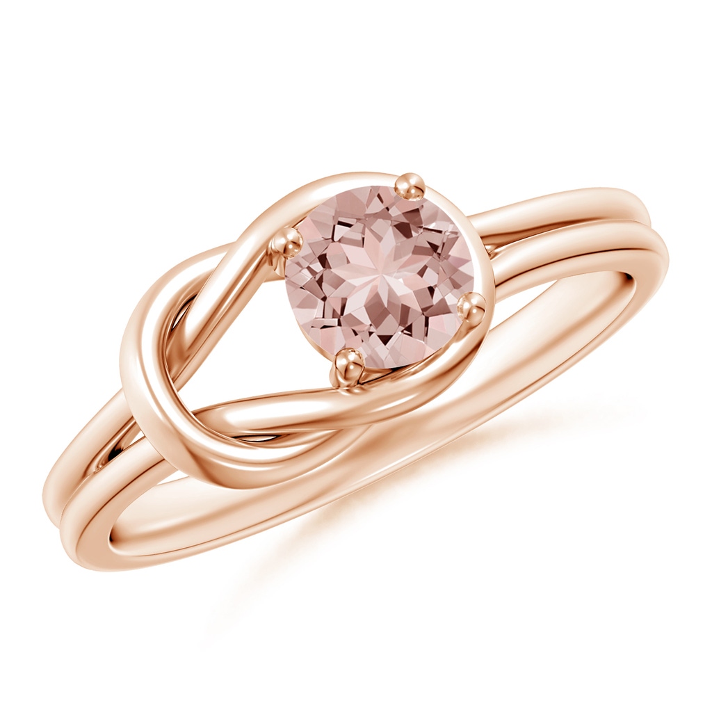 5mm AAAA Solitaire Morganite Infinity Knot Ring in Rose Gold