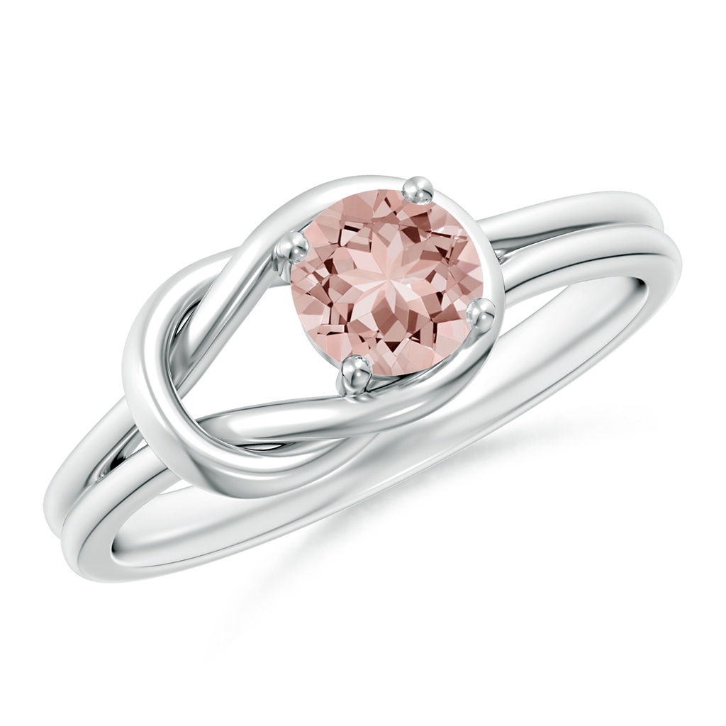 5mm AAAA Solitaire Morganite Infinity Knot Ring in White Gold