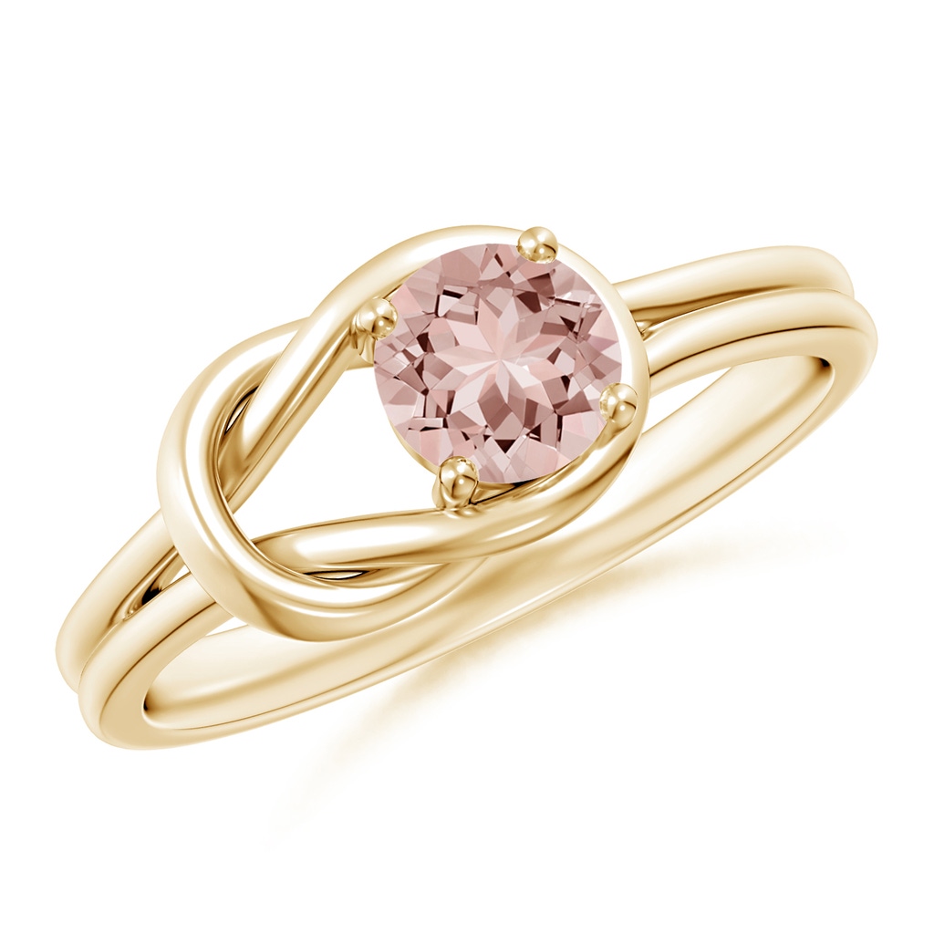 5mm AAAA Solitaire Morganite Infinity Knot Ring in Yellow Gold