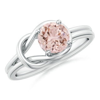 6mm AAA Solitaire Morganite Infinity Knot Ring in White Gold