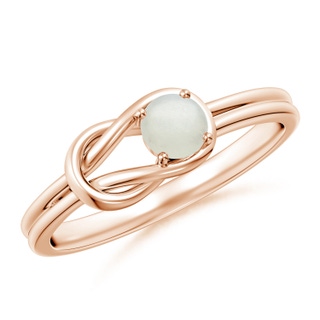 4mm AA Solitaire Moonstone Infinity Knot Ring in Rose Gold