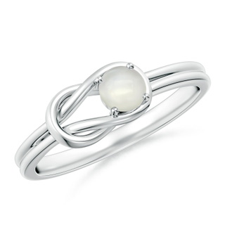 4mm AAAA Solitaire Moonstone Infinity Knot Ring in White Gold