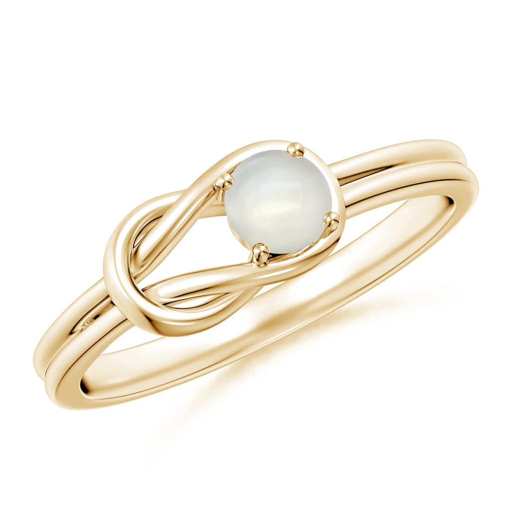 4mm AAAA Solitaire Moonstone Infinity Knot Ring in Yellow Gold