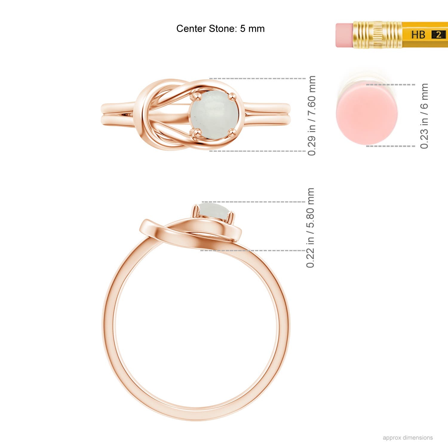 A - Moonstone / 0.45 CT / 14 KT Rose Gold