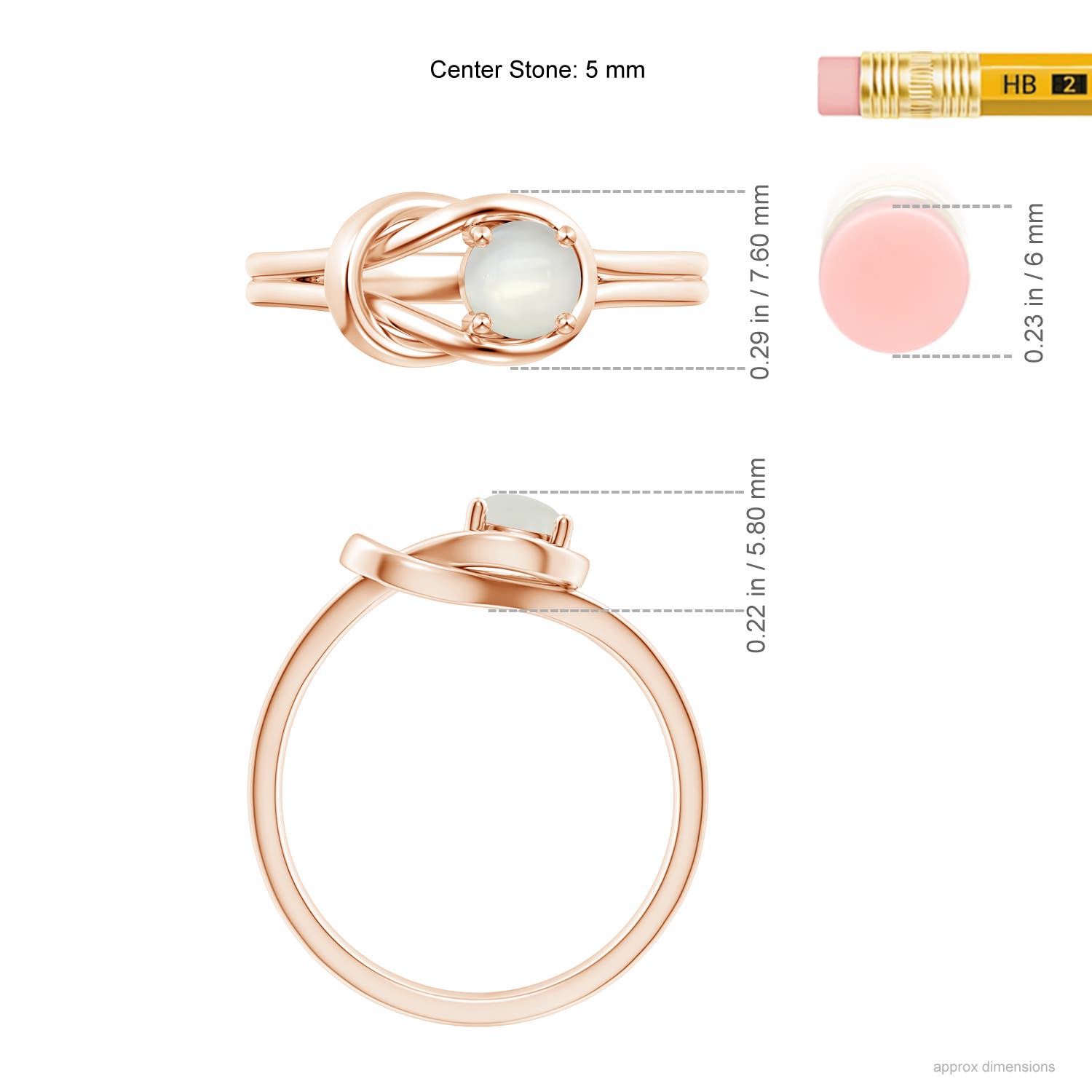 AAAA - Moonstone / 0.45 CT / 14 KT Rose Gold