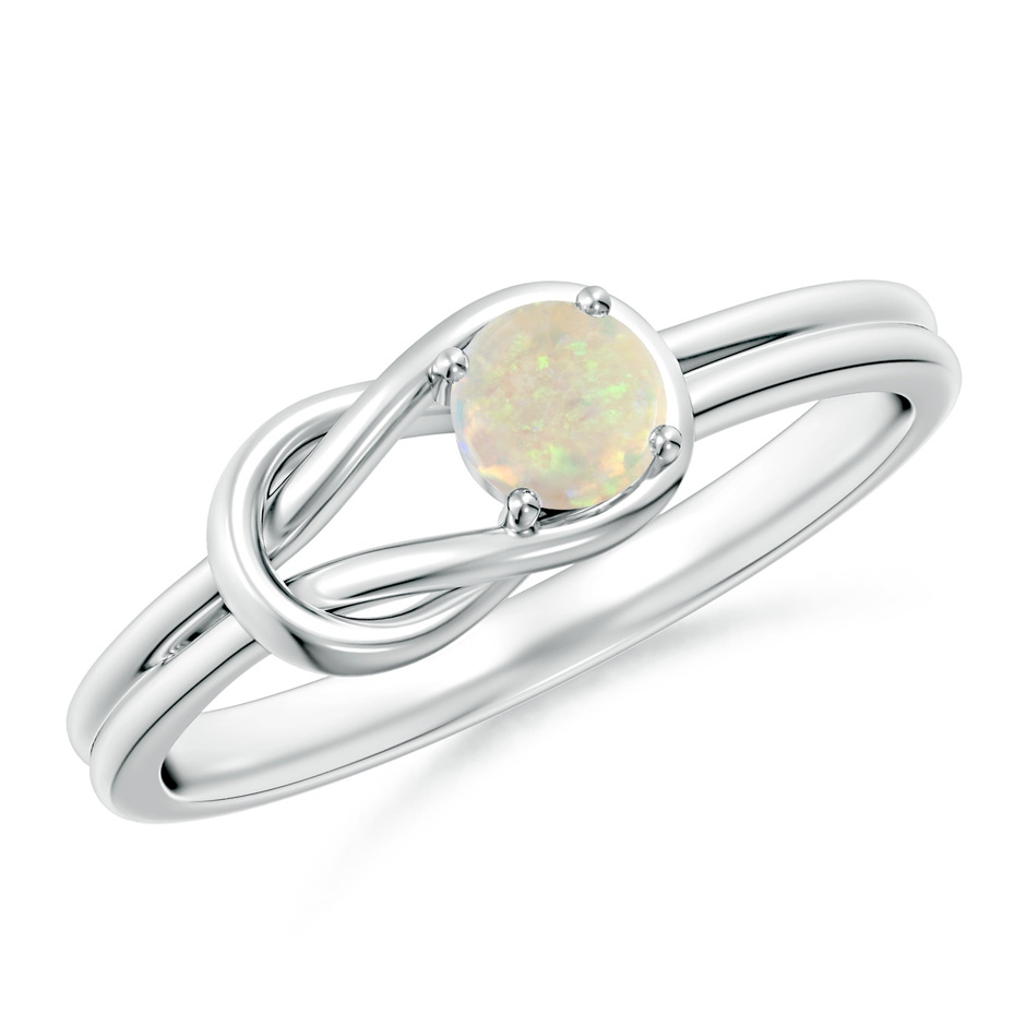 4mm AAA Solitaire Opal Infinity Knot Ring in White Gold 