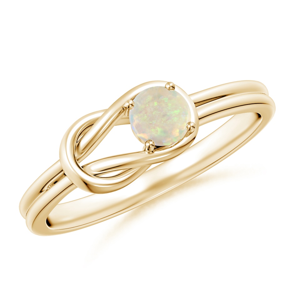 4mm AAA Solitaire Opal Infinity Knot Ring in Yellow Gold 
