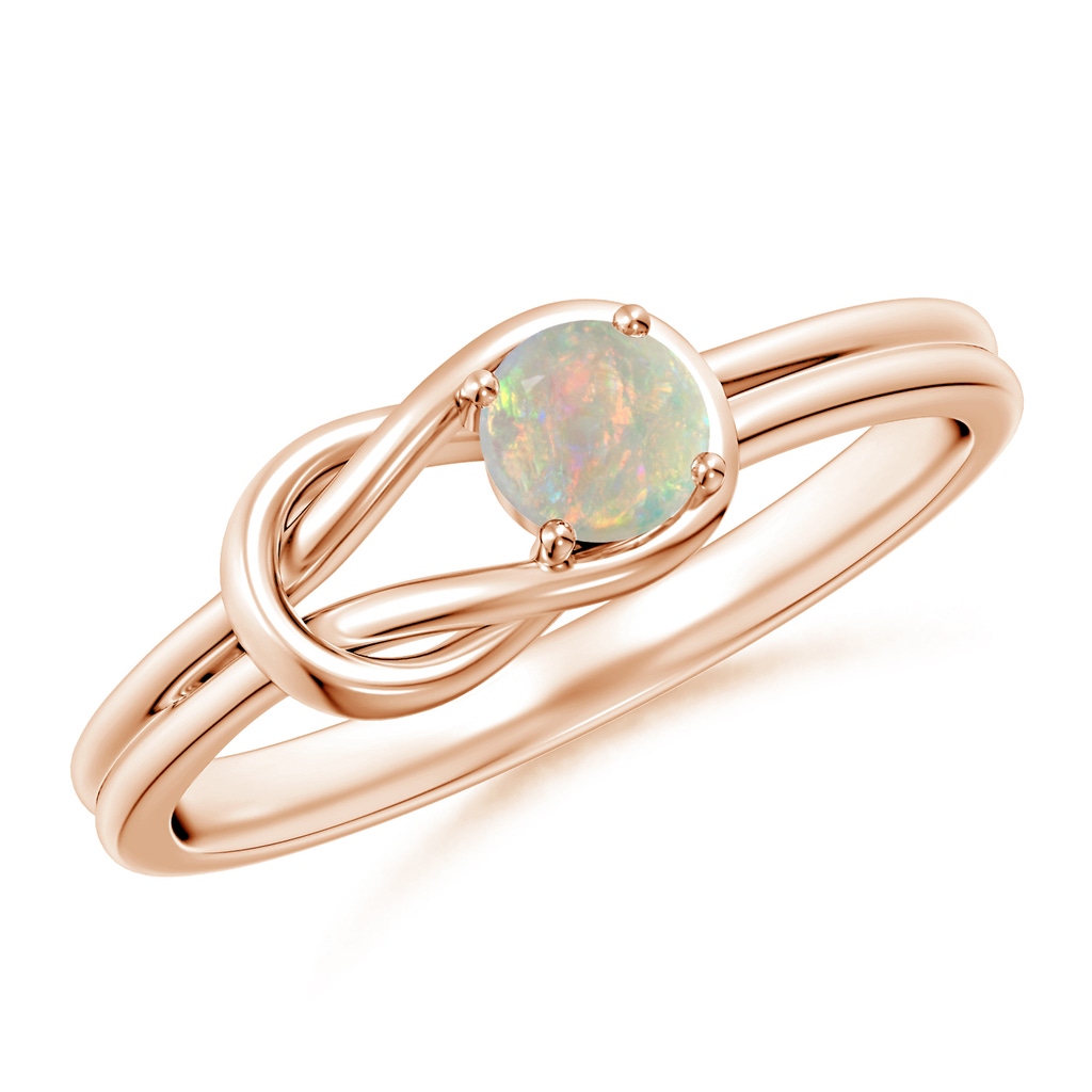 4mm AAAA Solitaire Opal Infinity Knot Ring in Rose Gold