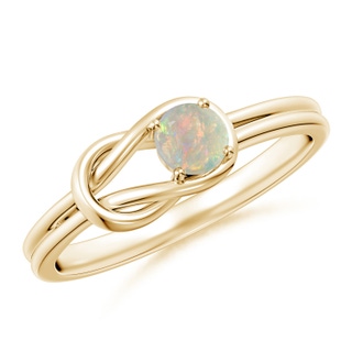 4mm AAAA Solitaire Opal Infinity Knot Ring in Yellow Gold