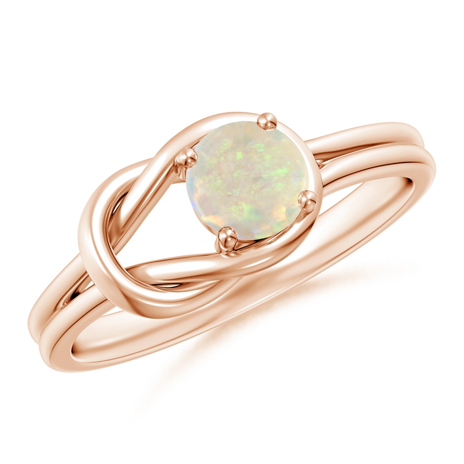 5mm AAA Solitaire Opal Infinity Knot Ring in Rose Gold 