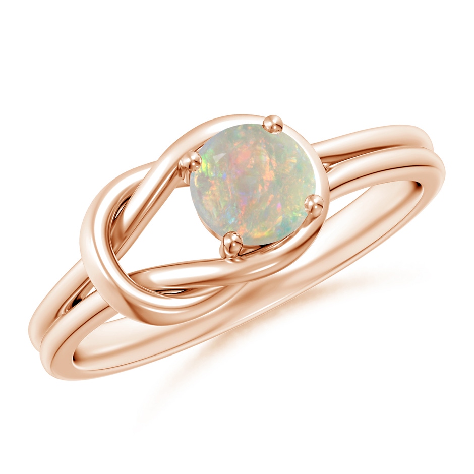 5mm AAAA Solitaire Opal Infinity Knot Ring in Rose Gold 