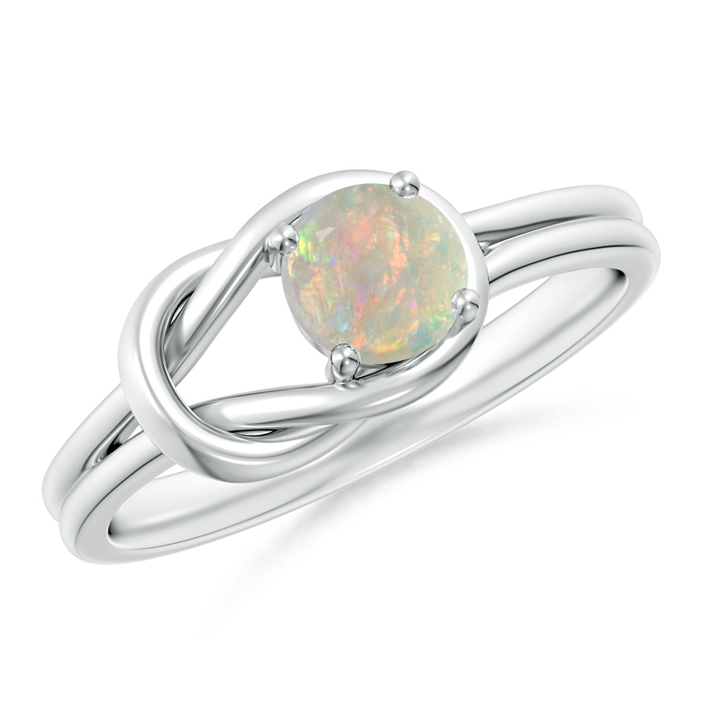 5mm AAAA Solitaire Opal Infinity Knot Ring in White Gold