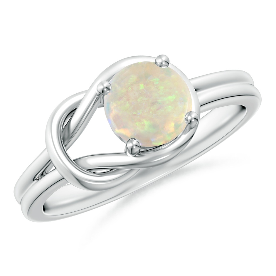 6mm AAA Solitaire Opal Infinity Knot Ring in White Gold 
