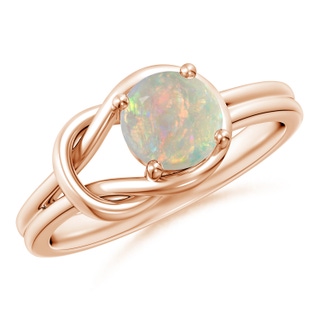 6mm AAAA Solitaire Opal Infinity Knot Ring in Rose Gold