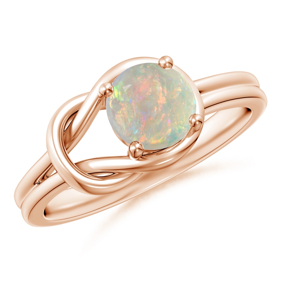 6mm AAAA Solitaire Opal Infinity Knot Ring in Rose Gold 