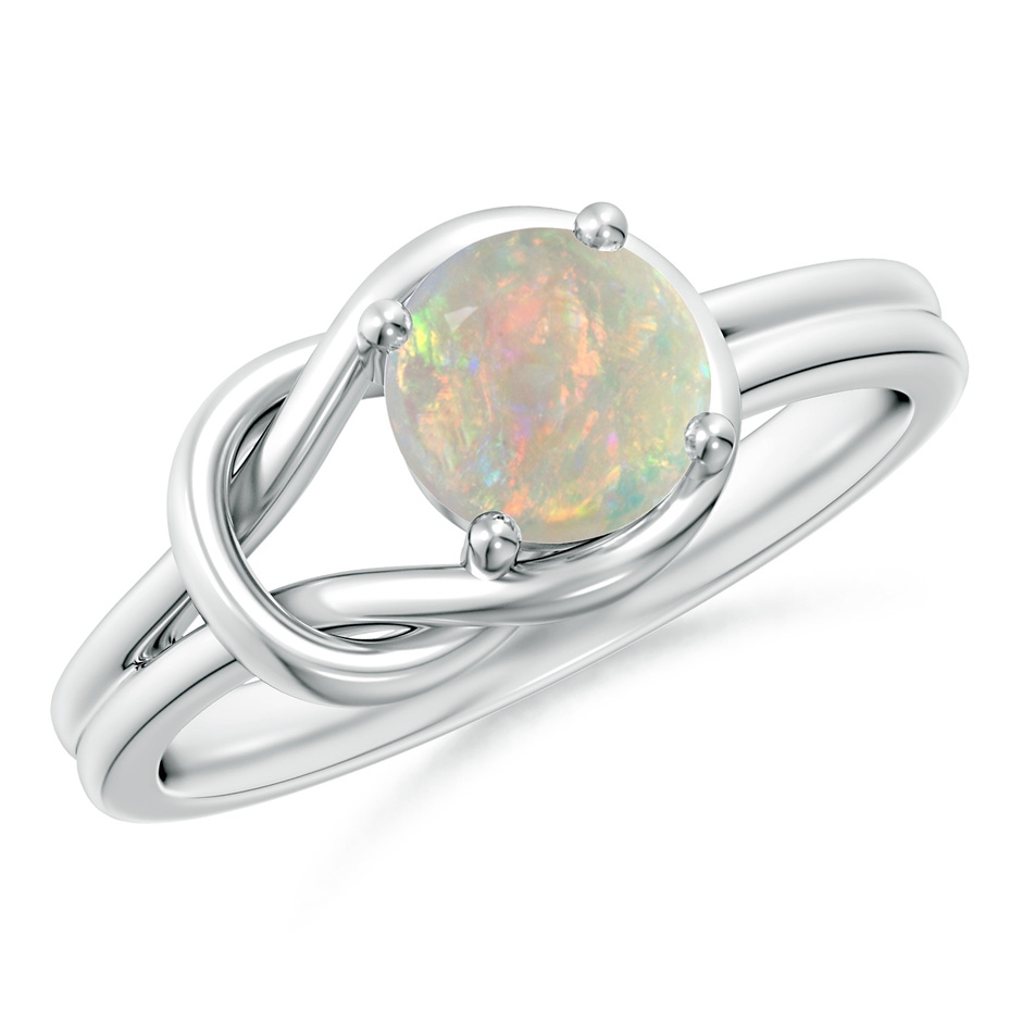 6mm AAAA Solitaire Opal Infinity Knot Ring in White Gold 