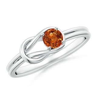 4mm AAAA Solitaire Orange Sapphire Infinity Knot Ring in P950 Platinum