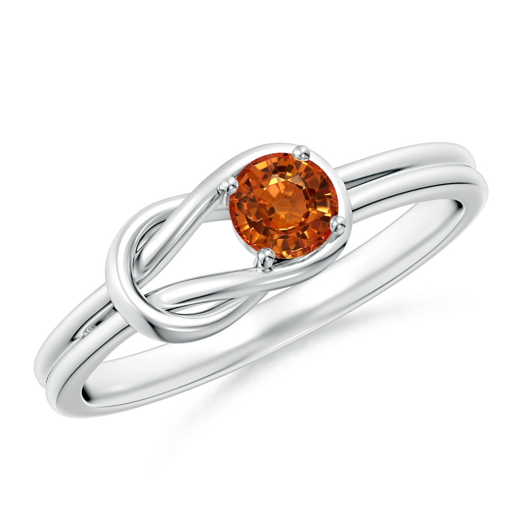 4mm AAAA Solitaire Orange Sapphire Infinity Knot Ring in White Gold