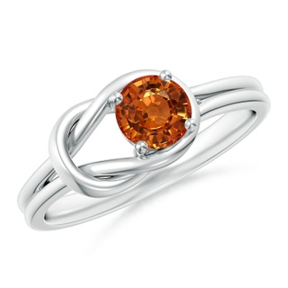 5mm AAAA Solitaire Orange Sapphire Infinity Knot Ring in P950 Platinum