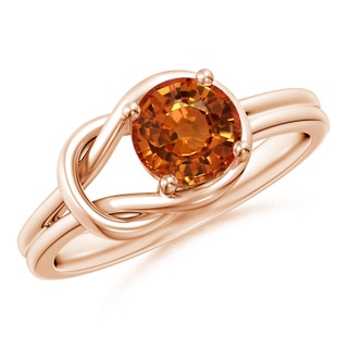 6mm AAAA Solitaire Orange Sapphire Infinity Knot Ring in Rose Gold