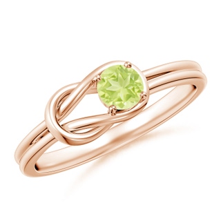 4mm A Solitaire Peridot Infinity Knot Ring in 10K Rose Gold