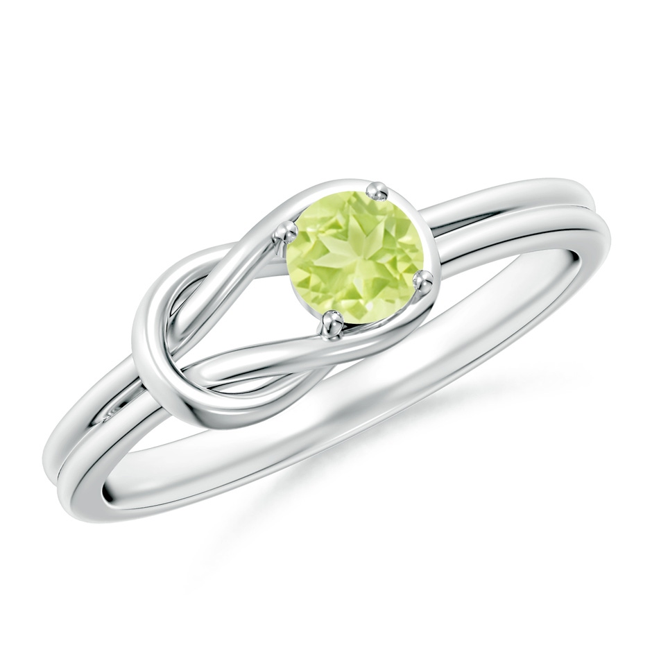 4mm A Solitaire Peridot Infinity Knot Ring in P950 Platinum 